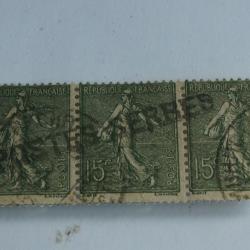 Bande Timbres se tenant France Poste Serbes &agrave; Corfou 1918 oblit&eacute;r&eacute;