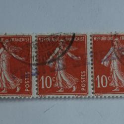 Bande Timbres se tenant France Poste Serbes &agrave; Corfou 1918 oblit&eacute;r&eacute;