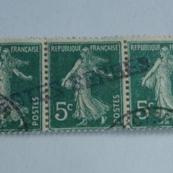 Bande Timbres se tenant France Poste Serbes &agrave; Corfou 1918 oblit&eacute;r&eacute;