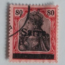 Timbre Sarre 80p 1920 timbre d'Allemagne 1905-16 oblit&eacute;r&eacute;
