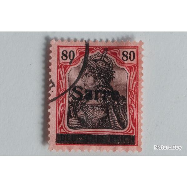 Timbre Sarre 80p 1920 timbre d'Allemagne 1905-16 oblit�r�