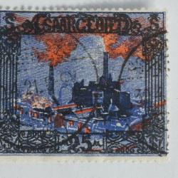 Timbre Sarre 25M 1921 format 37x32 oblit&eacute;r&eacute;