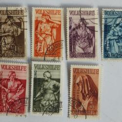 S&eacute;rie Timbres Sarre 1934 oeuvres populaire oblit&eacute;r&eacute;