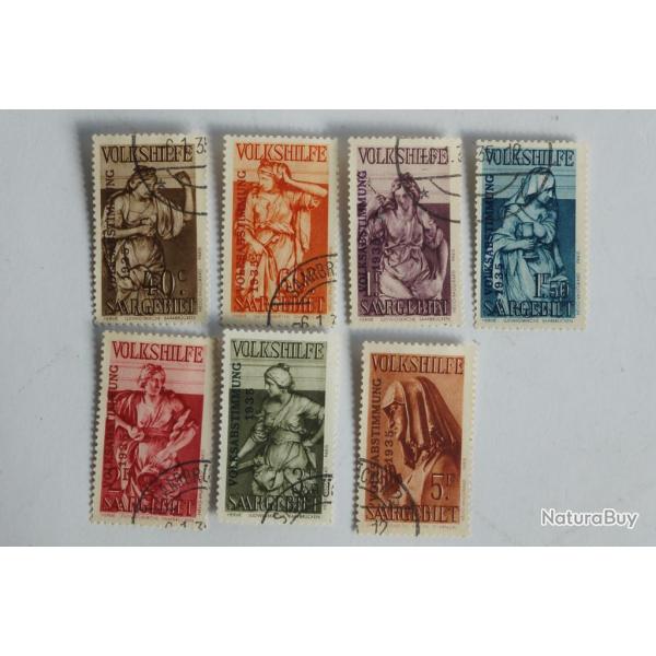 S�rie Timbres Sarre 1934 oeuvres populaire oblit�r�