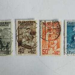S&eacute;rie Timbres Sarre 1926 oeuvres populaire oblit&eacute;r&eacute;