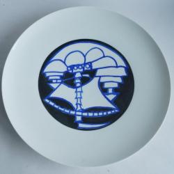 Joe ZUCKER Peinture originale sur porcelaine S&egrave;vres 1987