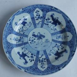Assiette porcelaine bleu blanc Chine XIXe si&egrave;cle