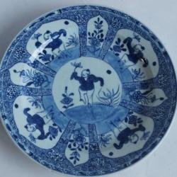 Assiette porcelaine bleu blanc Chine XIXe si&egrave;cle
