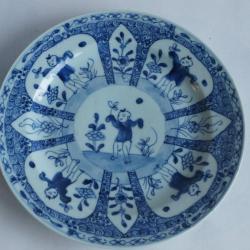 Assiette porcelaine bleu blanc Chine XIXe si&egrave;cle