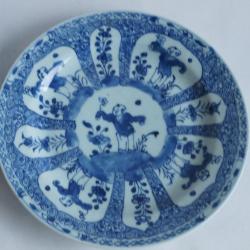 Assiette porcelaine bleu blanc Chine XIXe si&egrave;cle