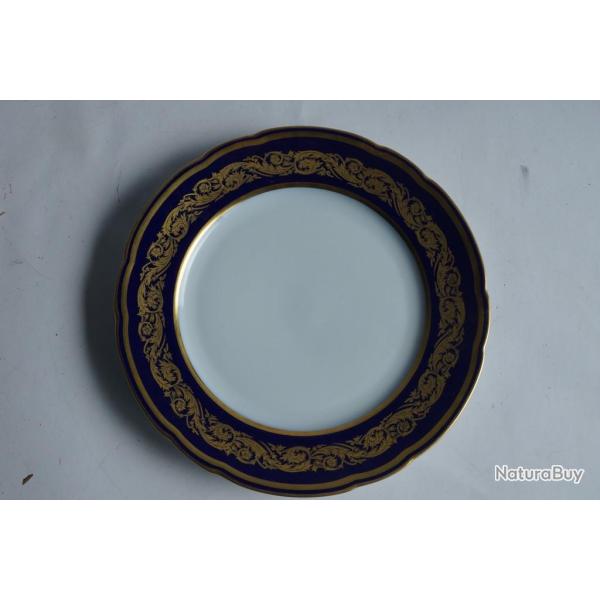 Assiette Vend�me bleu et or 20 cm porcelaine Limoges Bernardaud