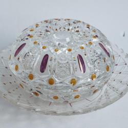 Bonbonni&egrave;re cristal taill&eacute; &eacute;maill&eacute; Boh&egrave;me