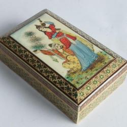 Boite marqueterie Khatam peinture miniature Perse