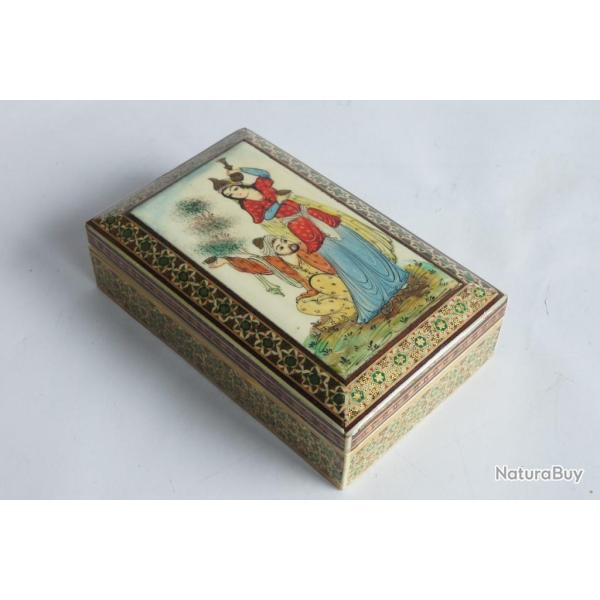 Boite marqueterie Khatam peinture miniature Perse