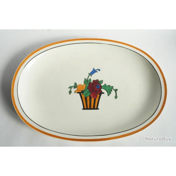 Plat ovale c�ramique Jean Luce Art D�co