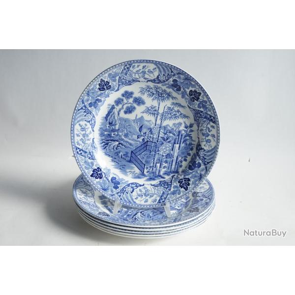 6 Assiettes fa�ence Wedgwood Palissade bleue 20 cm