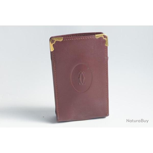 CARTIER �tui � cigarettes cuir bordeaux vintage