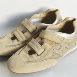 HOGAN Baskets &agrave; scratchs Olympia daim et toile femme T39,5