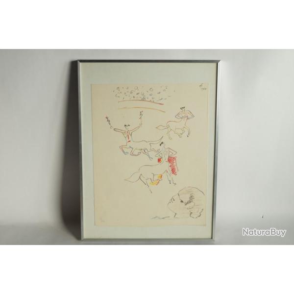 Lithographie originale Jean Cocteau Au coeur de l'ar�ne 1953