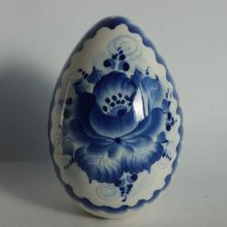 OEuf de P&acirc;ques porcelaine peinte Gzhel Russie