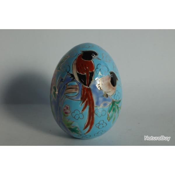 OEuf porcelaine peinte Oiseaux