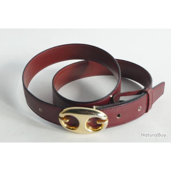 GUCCI Ceinture cuir bordeaux vintage