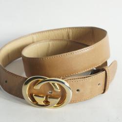 GUCCI Ceinture cuir marron clair