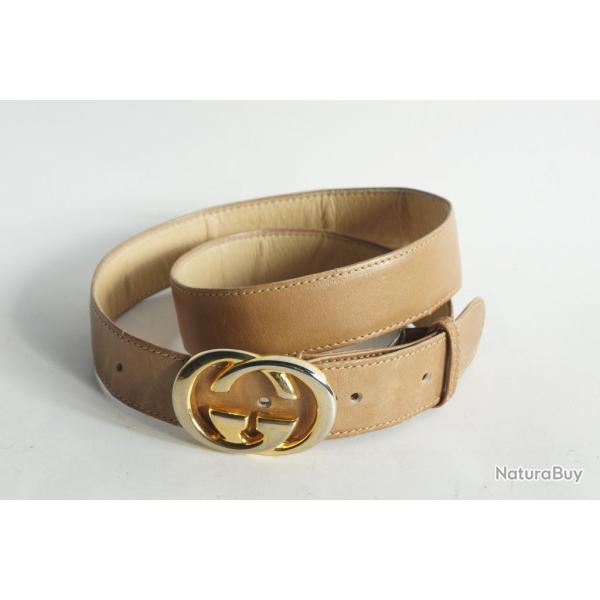GUCCI Ceinture cuir marron clair