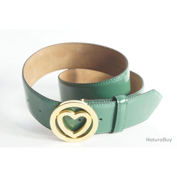 MOSCHINO Ceinture cuir vert Coeur