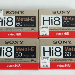 SONY 4 Cassettes vid&eacute;o 8mm Hi8 Metal-E 60
