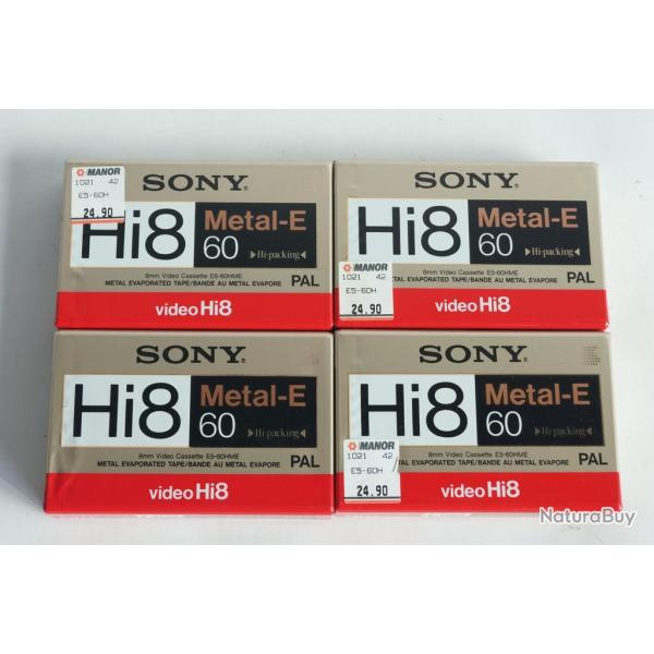 SONY 4 Cassettes vid�o 8mm Hi8 Metal-E 60