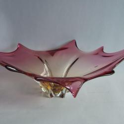 Coupe Centre de table jaune et rose Murano