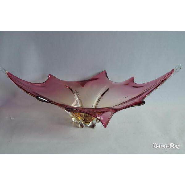 Coupe Centre de table jaune et rose Murano