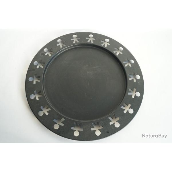 ALESSI Plateau rond Girotondo noir King-Kong 40 cm