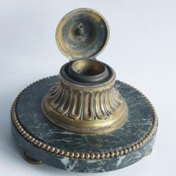 Encrier bronze marbre XIXe si&egrave;cle