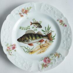 Assiette porcelaine Poissons Lafarge Limoges