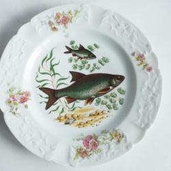 Assiette porcelaine Poissons Lafarge Limoges