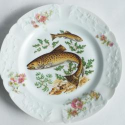 Assiette porcelaine Poissons Lafarge Limoges