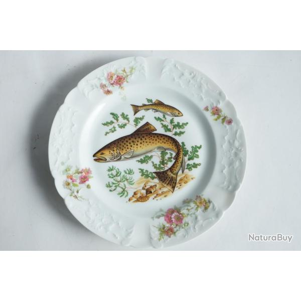 Assiette porcelaine Poissons Lafarge Limoges