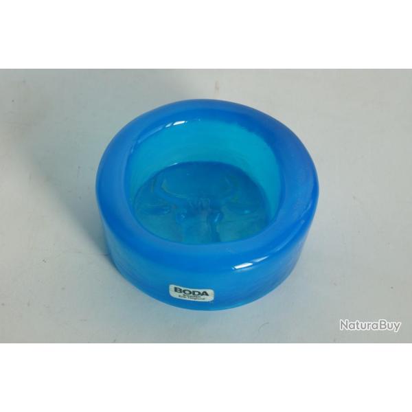 KOSTA BODA Petit cendrier verre bleu Taureau Erik H�glund