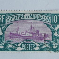 Timbre Saint Pierre et Miquelon D13 1/2x14 10f 1932 oblit&eacute;r&eacute;