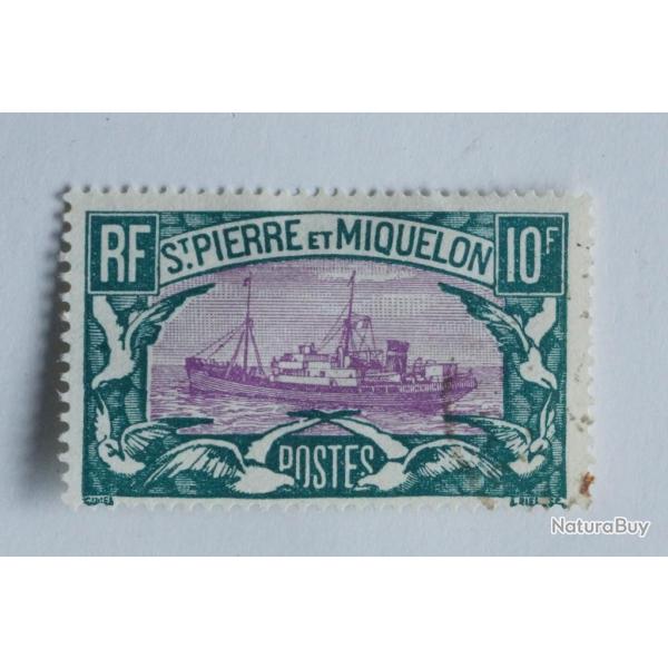 Timbre Saint Pierre et Miquelon D13 1/2x14 10f 1932 oblit�r�