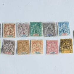 S&eacute;rie timbres Saint Pierre et Miquelon 1892 oblit&eacute;r&eacute;