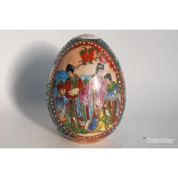 OEuf peint porcelaine Satsuma Japon