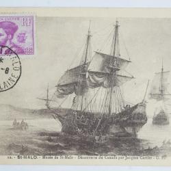 Carte-maximum France n&deg;296 Jacques Cartier St Malo 1934