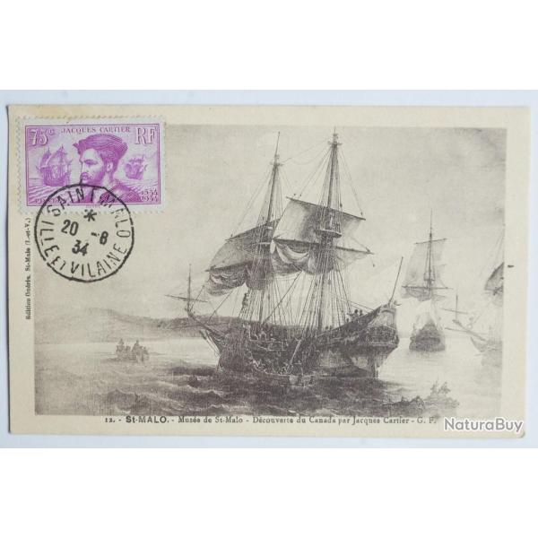 Carte-maximum France n�296 Jacques Cartier St Malo 1934