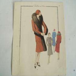 Gravure originale mode Tailleur de luxe Automne 1929