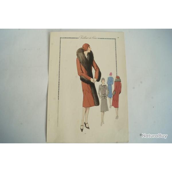 Gravure originale mode Tailleur de luxe Automne 1929