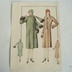 Gravure originale mode Tailleur de luxe Automne 1929