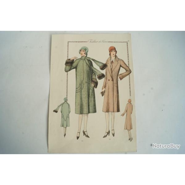 Gravure originale mode Tailleur de luxe Automne 1929